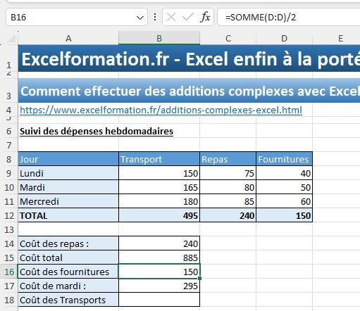 Excel formation - SOMME - 12