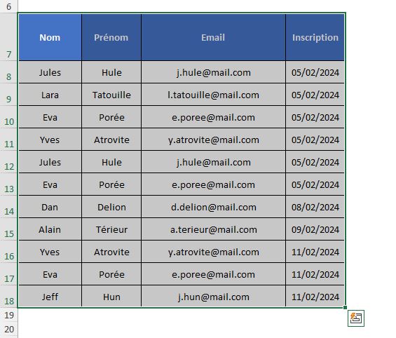 Excel formation - gestionDoublons - 02