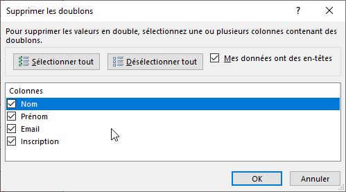 Excel formation - gestionDoublons - 07