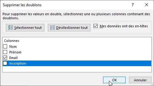 Excel formation - gestionDoublons - 08