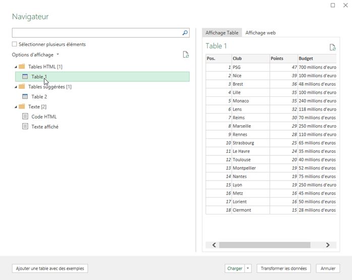 Excel formation - Import tableau HTML dans Excel - 04