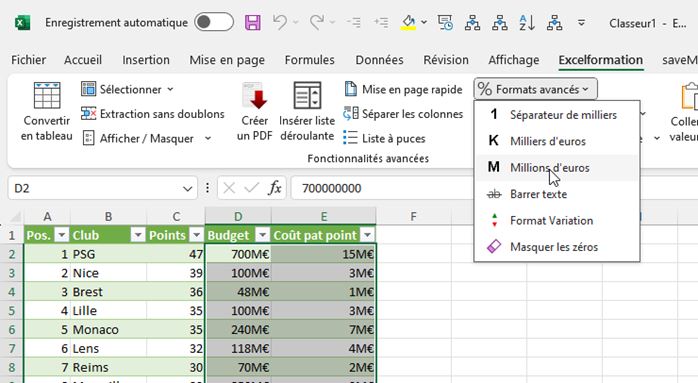 Excel formation - Import tableau HTML dans Excel - 15