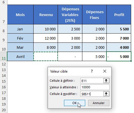 Excel formation - Valeur cible - 05