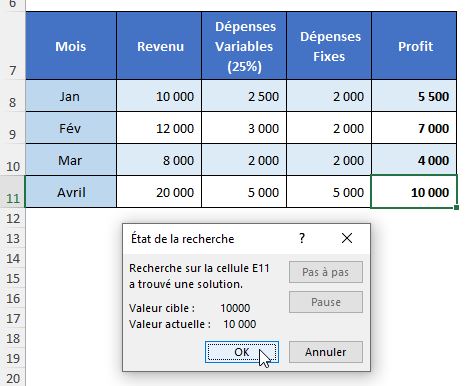 Excel formation - Valeur cible - 06