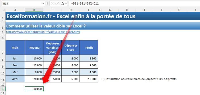 Excel formation - Valeur cible - 07