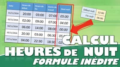 Comment calculer les Heures de Nuit dans Excel?