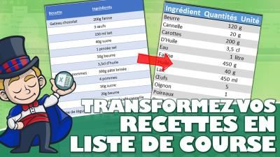 Transformez vos recettes en un tableau magique grâce à Flash Fill d’Excel !