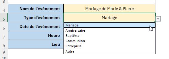 Excel formation - 0068-Gestionnaire d'évènements - 06