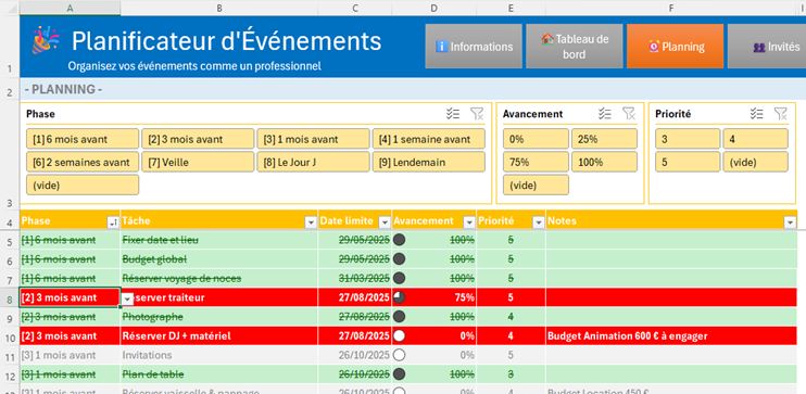 Excel formation - 0068-Gestionnaire d'évènements - 08