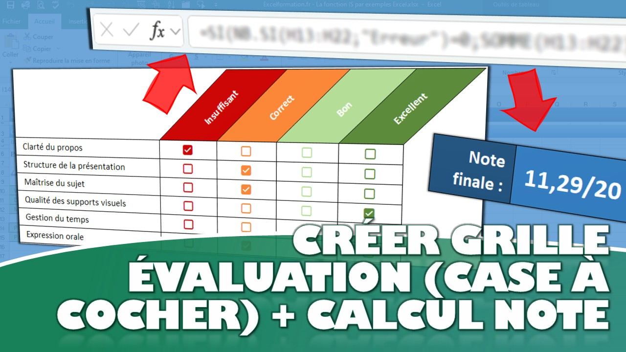 Comment construire une grille d'évaluation avec cases à cocher automatique dans Excel ?