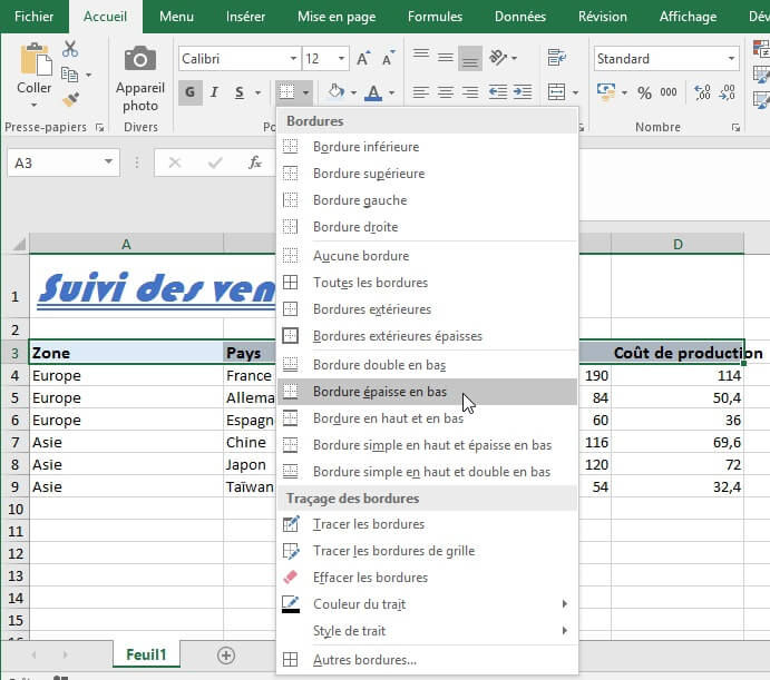 La mise en forme Excel formation