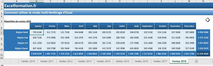 Excel formation - Afficher plusieurs onglets sur Excel - 01