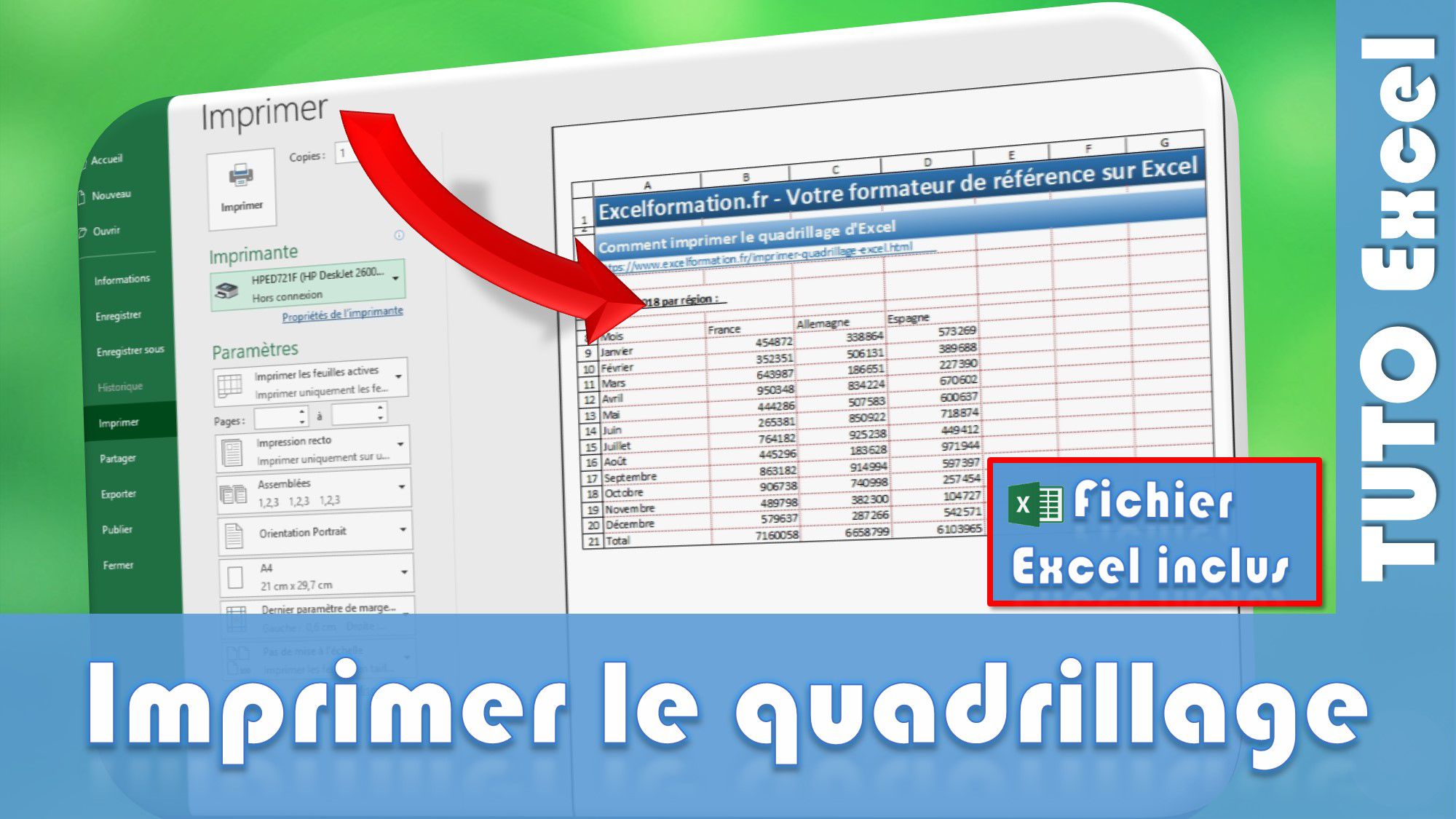 Comment imprimer le quadrillage d’Excel - Excel formation
