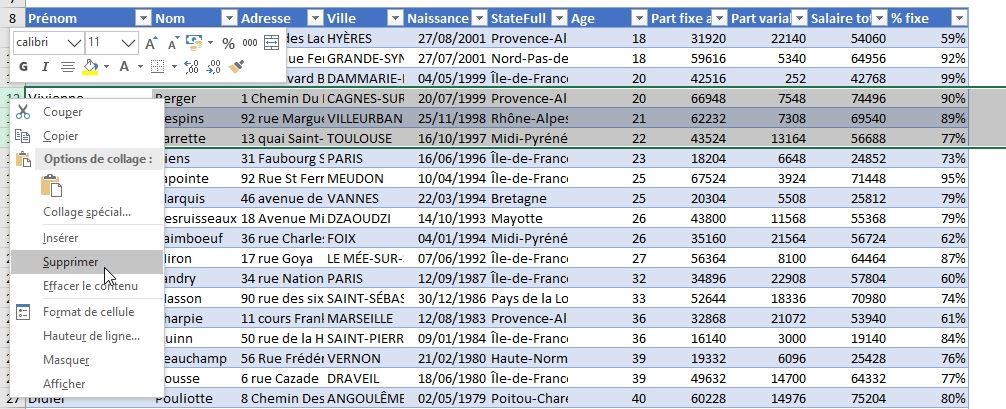 Excel formation - Comment ajouter ou supprimer des lignes - 14