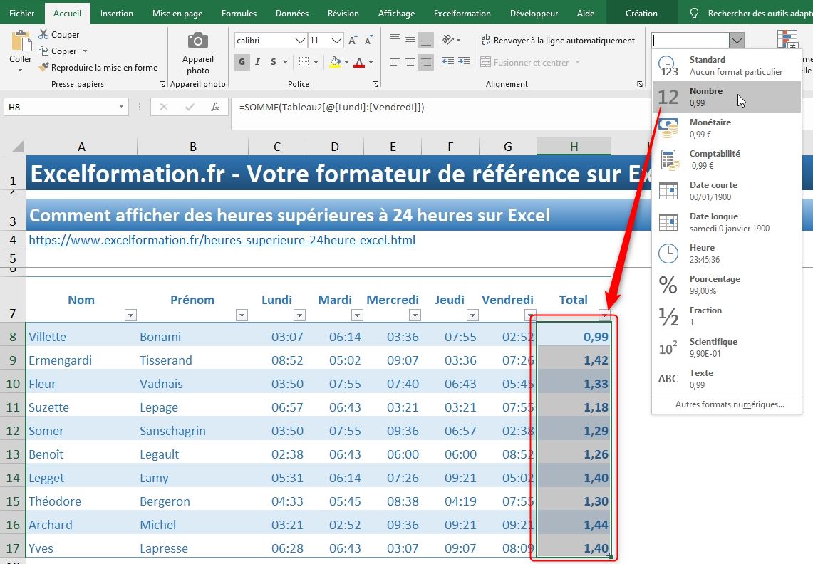 Additionner Des Heures Sur Excel Au Delà De 24 Heures