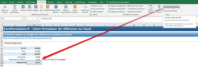 Excel Il Existe Une Ou Plusieurs Références Circulaires