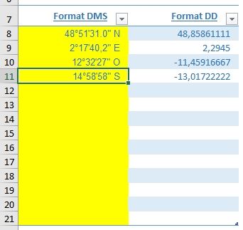 Excel formation - conversion données gps - 08