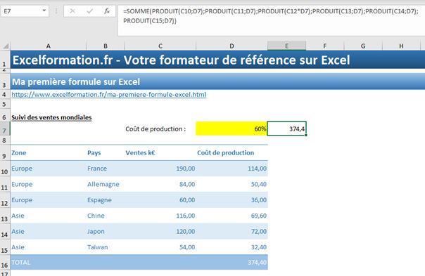 Apprendre à saisir une formule dans Excel – Apprendre Excel pour les ...