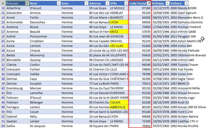 Excel formation - tri et filtre tableau de données excel - 25