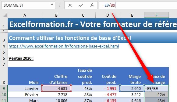 Excel formation - fonctions de base - 09