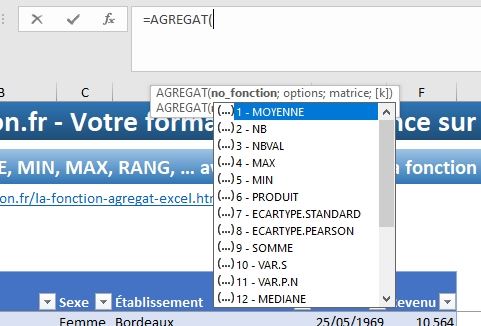 Excel formation - La fonction AGREGAT - 04