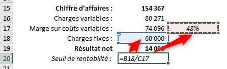 Excel formation - seuil rentabilité - 03