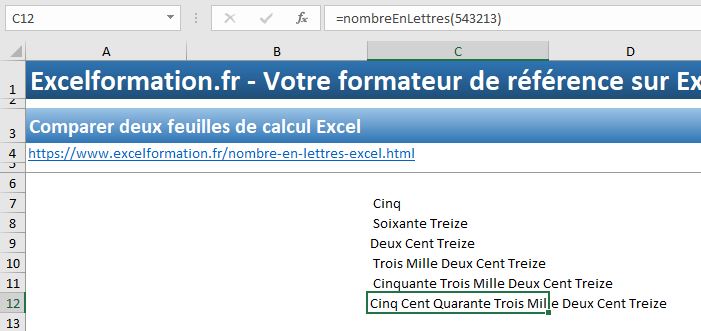 Excel formation - chiffres en lettres - 08