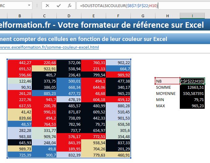 Comment réaliser une somme des cellules en fonction de leur couleur sur Excel ? La fonction