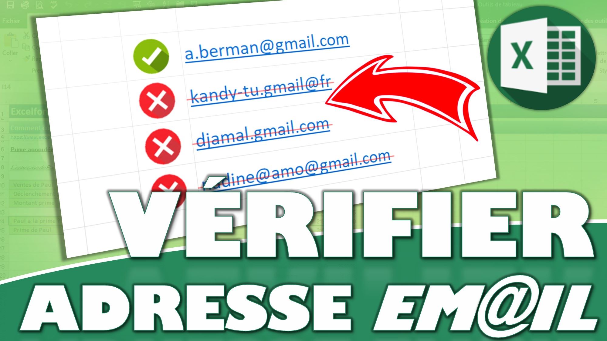 Comment vérifier qu’une adresse mail est valide sur Excel ? Excel formation