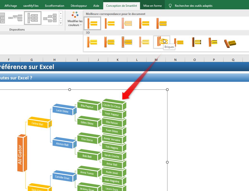 Excel formation - arbre généalogique - 25