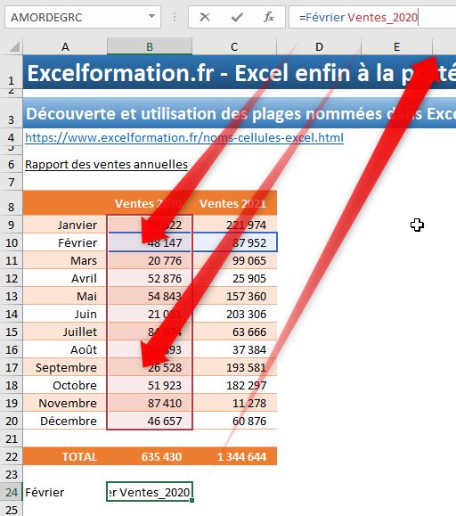 Découvrir les plages nommées d’Excel utilisation et intérêt ! Excel formation