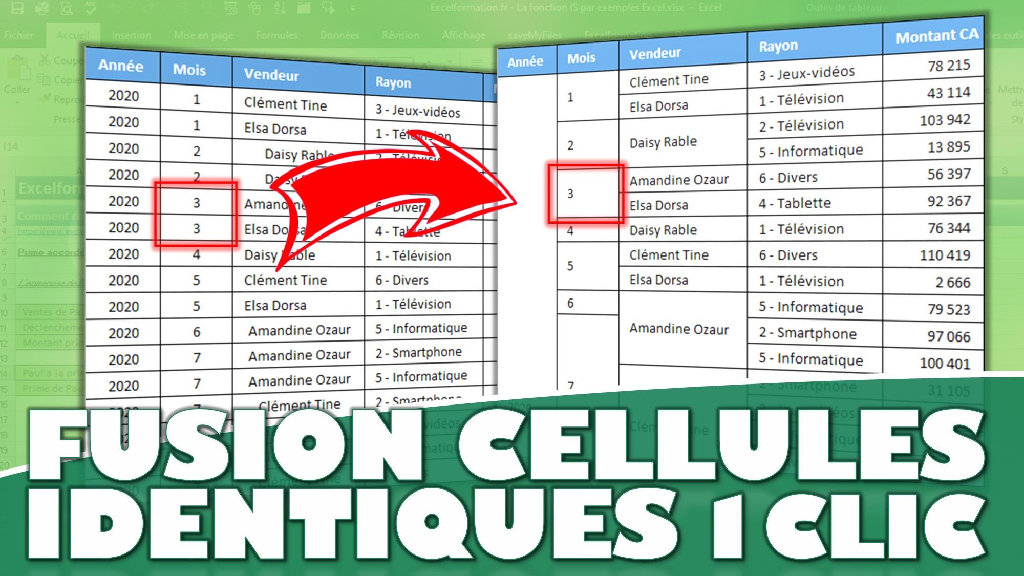 comment fusionner rapidement les cellules identiques dans excel