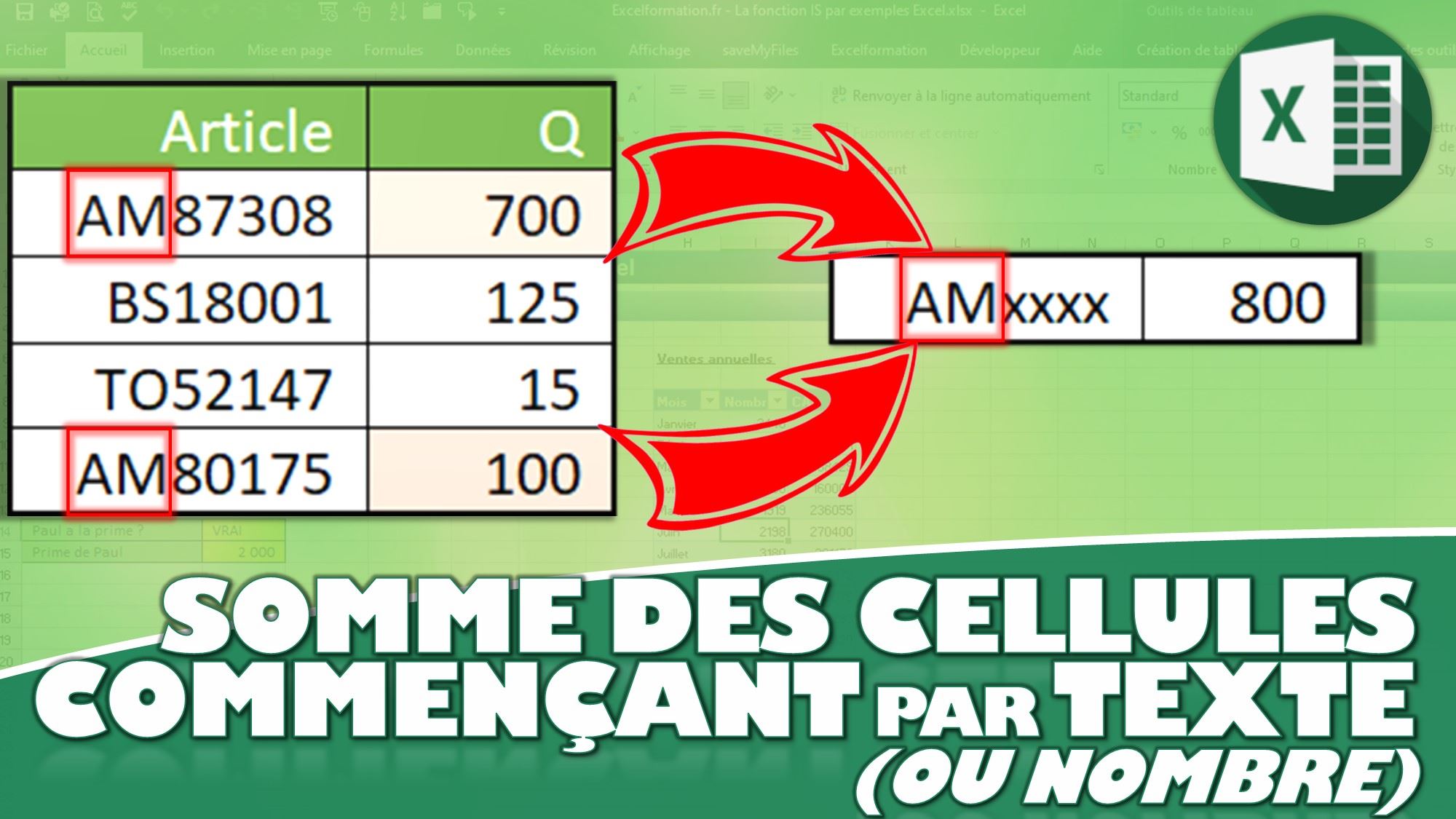 Comment calculer une somme en fonction de critères partiels (début, milieu ou fin de cellule