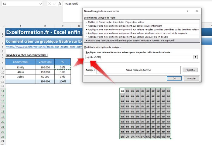 Excel formation - Graphique Gauffre - 11
