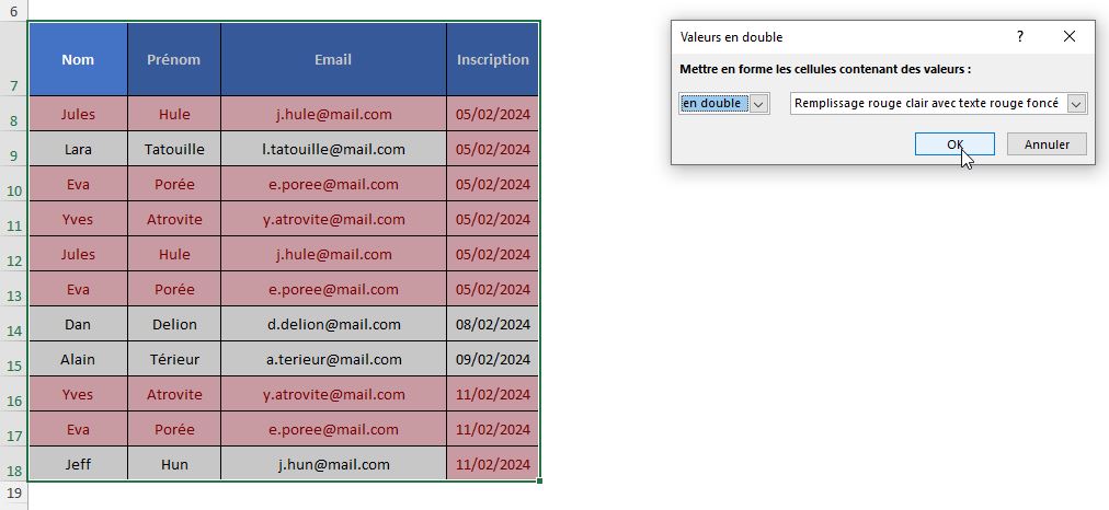 Excel formation - gestionDoublons - 04