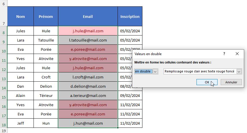 Excel formation - gestionDoublons - 05
