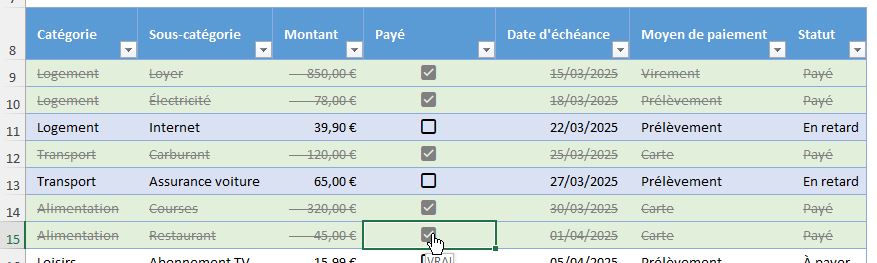 Excel formation - 0041-case à cocher - 09